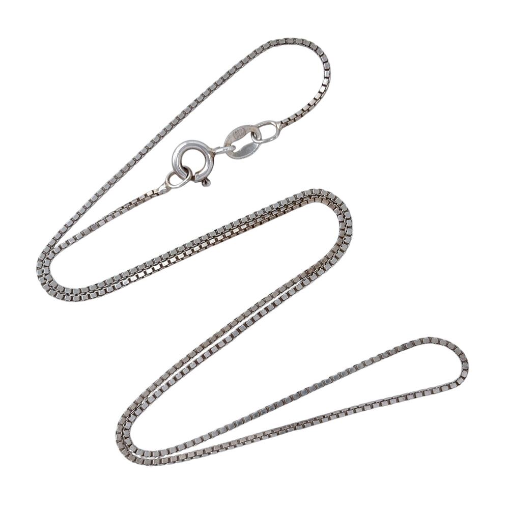 Vintage Italy Sterling Silver 925 Box Chain Necklace 16"